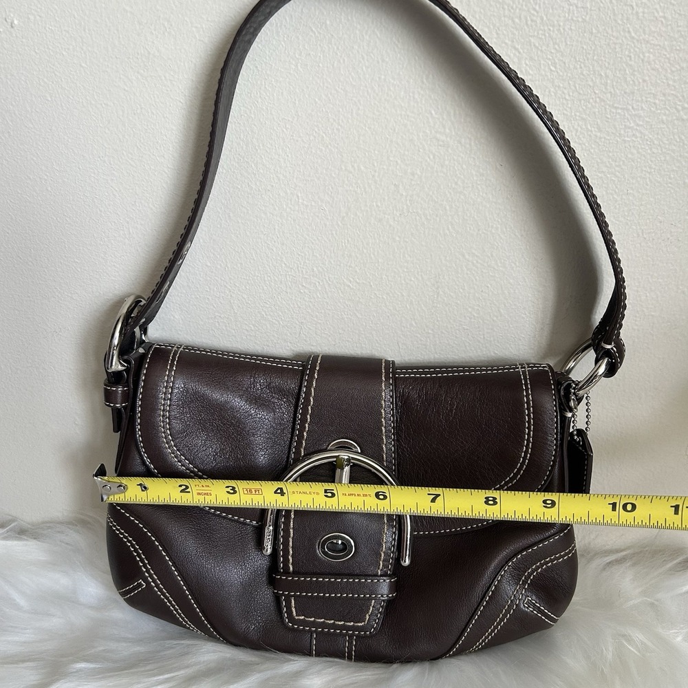 Coach Soho Dark Brown Leather Flap Buckle Shoulder Bag 10910 Mens Womens - Picture 9 of 10